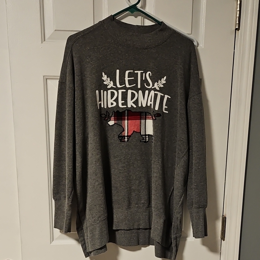 Maurices Gray and Red Crewneck Sweater with Playful Graphic